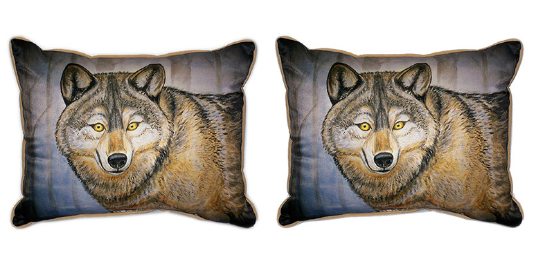 Pair of Betsy Drake Grey Wolf Large Pillows 15 Inch x 22 Inch Main image