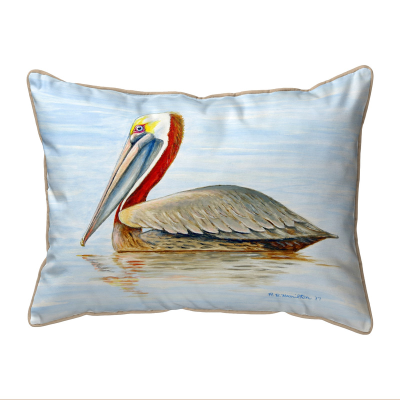 Betsy Drake Summer Pelican Indoor/Outdoor Extra Large Pillow 20x24 Main image