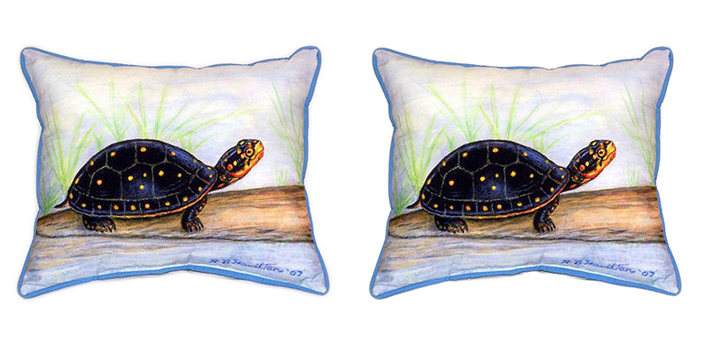 Pair of Betsy Drake Spotted Turtle Large Pillows 16x20 Main image