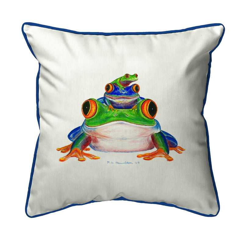 Betsy Drake Stacked Frogs Extra Large 22 X 22 Indoor / Outdoor Pillow Main image