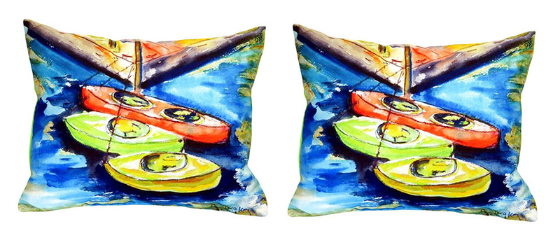 Pair of Betsy Drake Kayaks No Cord Pillows 16 Inch X 20 Inch Main image