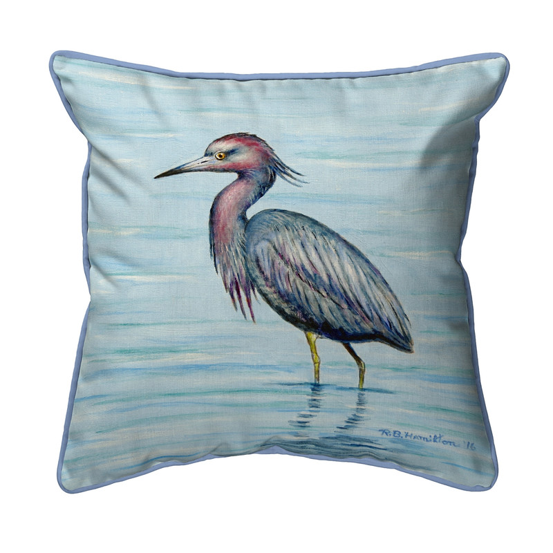 Betsy Drake Little Blue Heron Extra Large Zippered Pillow 22x22 Main image