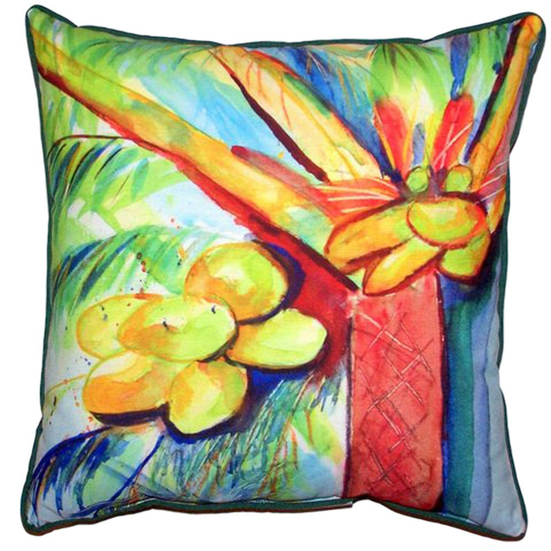 Zippered Betsy Drake Cocoa Nut Tree Outdoor Pillow 22 Inch x 22 Inch Main image