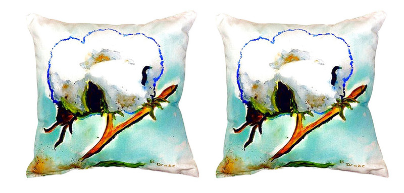 Pair of Betsy Drake Cotton ball No Cord Pillows 18 Inch X 18 Inch Main image