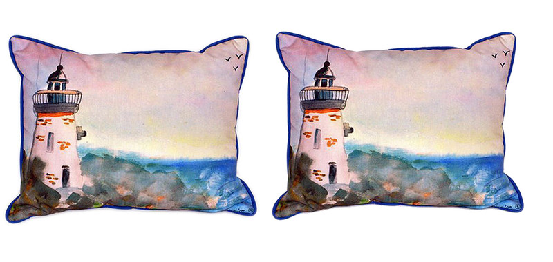 Pair of Betsy Drake Light House Large Pillows 15 Inch x 22 Inch Main image