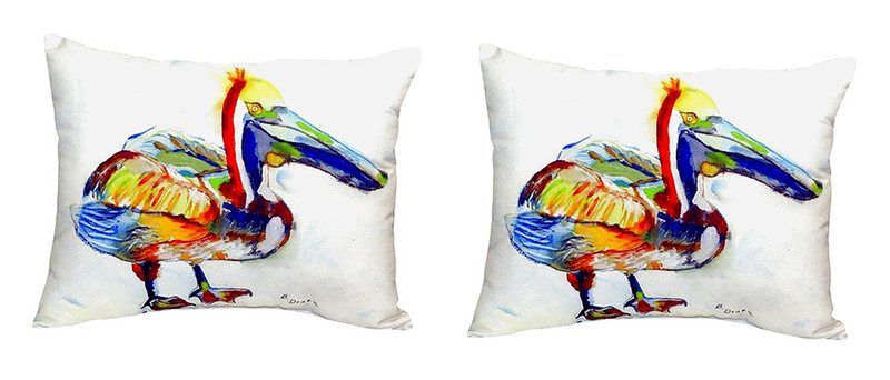 Pair of Betsy Drake Heathcliff Pelican No Cord Pillows 16 Inch X 20 Inch Main image