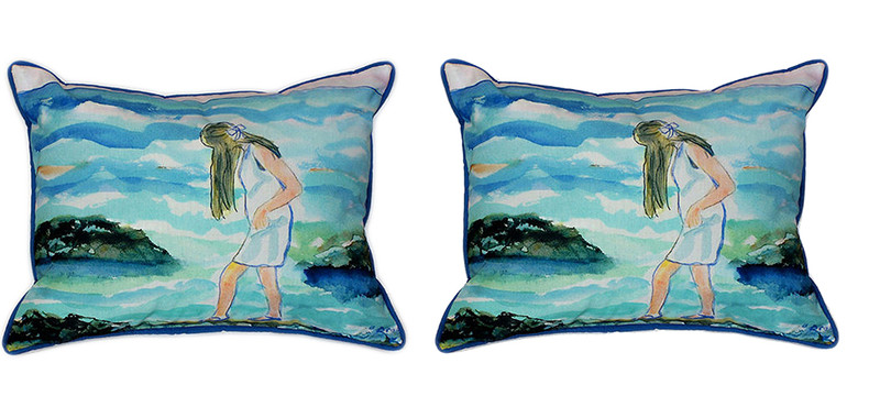 Pair of Betsy Drake Mia on the Rocks Large Indoor/Outdoor Pillows 16 In X 20 In Main image