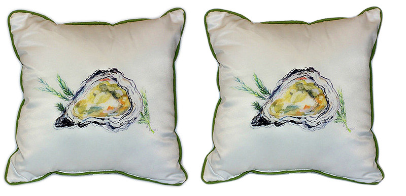 Pair of Betsy Drake Oyster Large Pillows 18 Inch x 18 Inch Main image