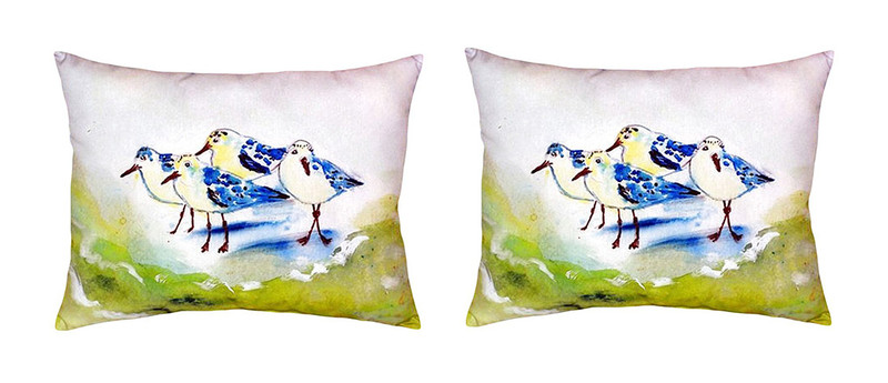 Pair of Betsy Drake Green Sanderlings No Cord Pillows 16 Inch X 20 Inch Main image