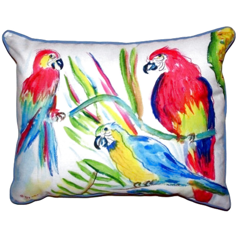Betsy Drake Three Parrots Extra Large Zippered Pillow 20x24 Main image