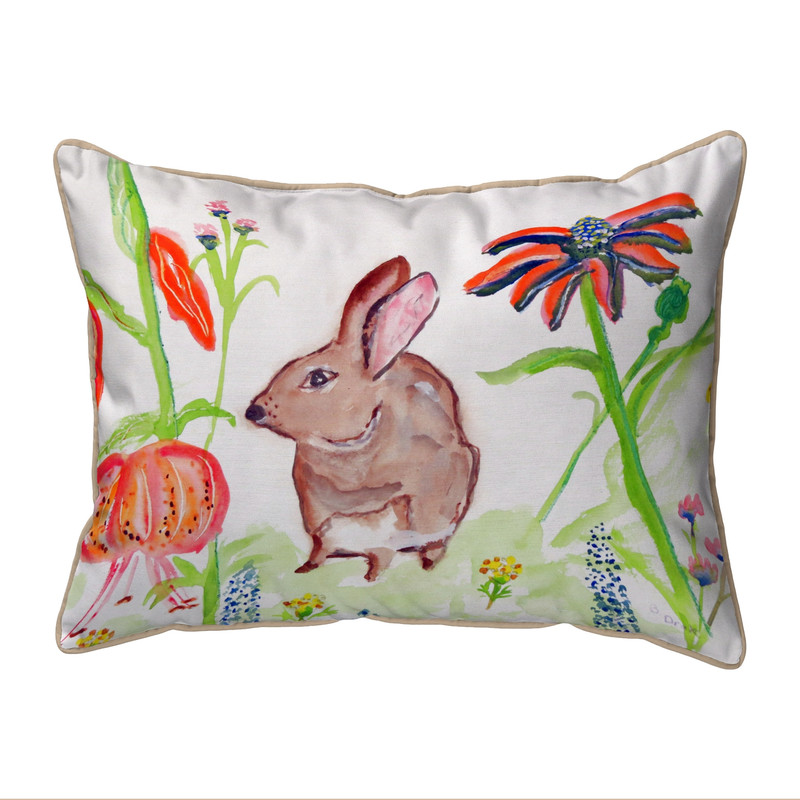 Betsy Drake Brown Rabbit Left Extra Large Zippered Pillow 20x24 Main image