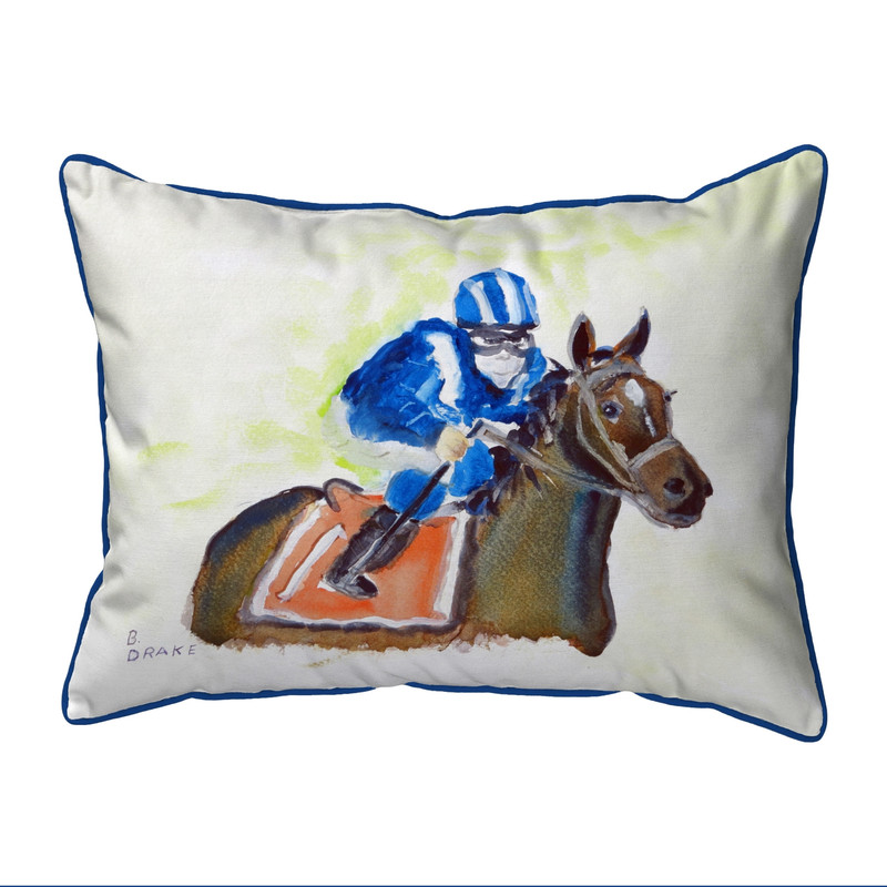 Betsy Drake Horse & Jockey Extra Large Zippered Pillow 20x24 Main image