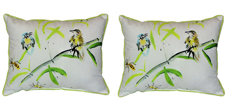 Pair of Betsy Drake Birds and Bees I Large Indoor/Outdoor Pillows 16x20 Main image