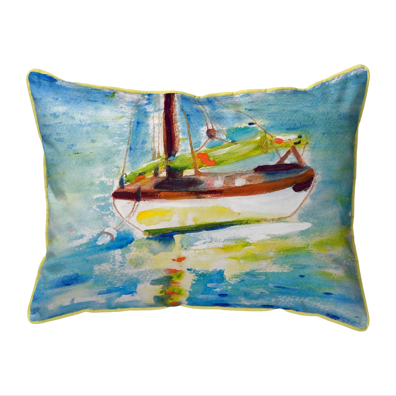 Betsy Drake Yellow Sailboat Extra Large 20 X 24 Indoor / Outdoor Pillow Main image