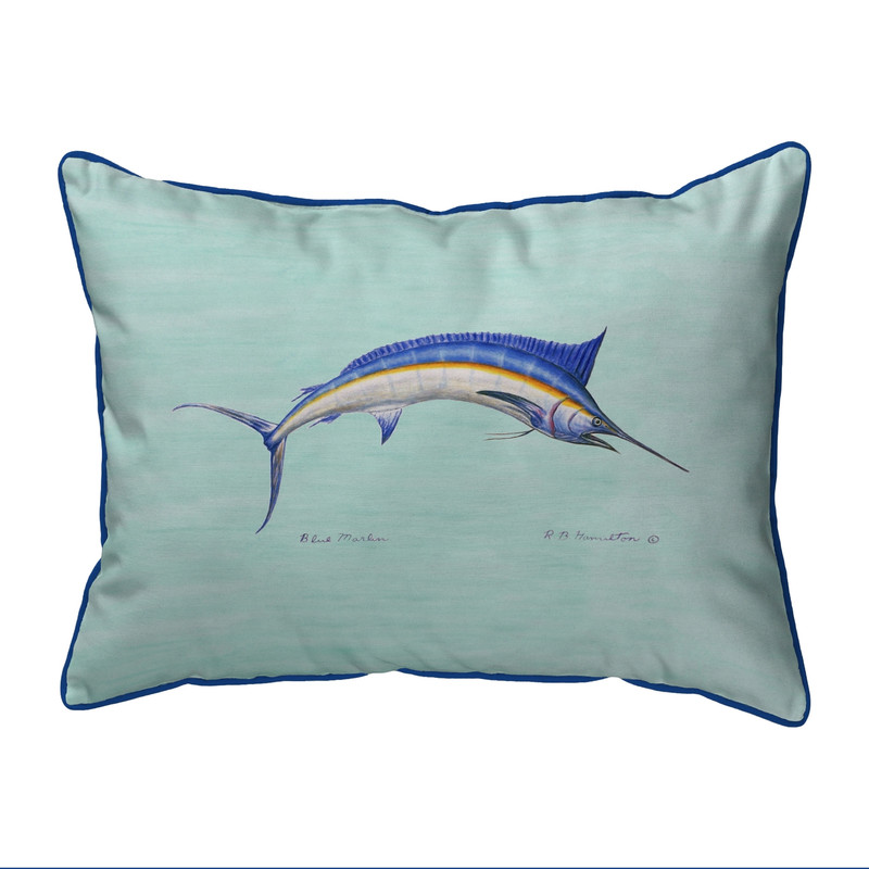 Betsy Drake Blue Marlin Extra Large 20 X 24 Indoor / Outdoor Teal Pillow Main image