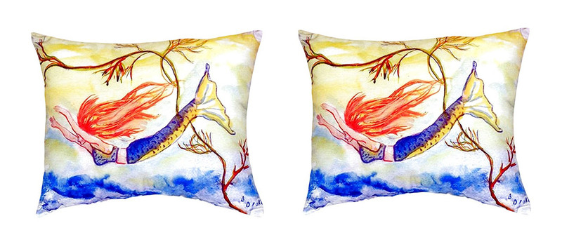Pair of Betsy Drake Diving Mermaid No Cord Pillows 16 Inch X 20 Inch Main image