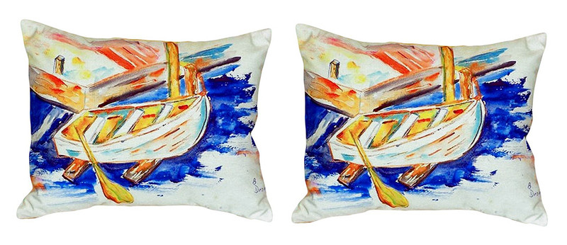 Pair of Betsy Drake Betsy’s Row Boat No Cord Pillows 16 Inch X 20 Inch Main image