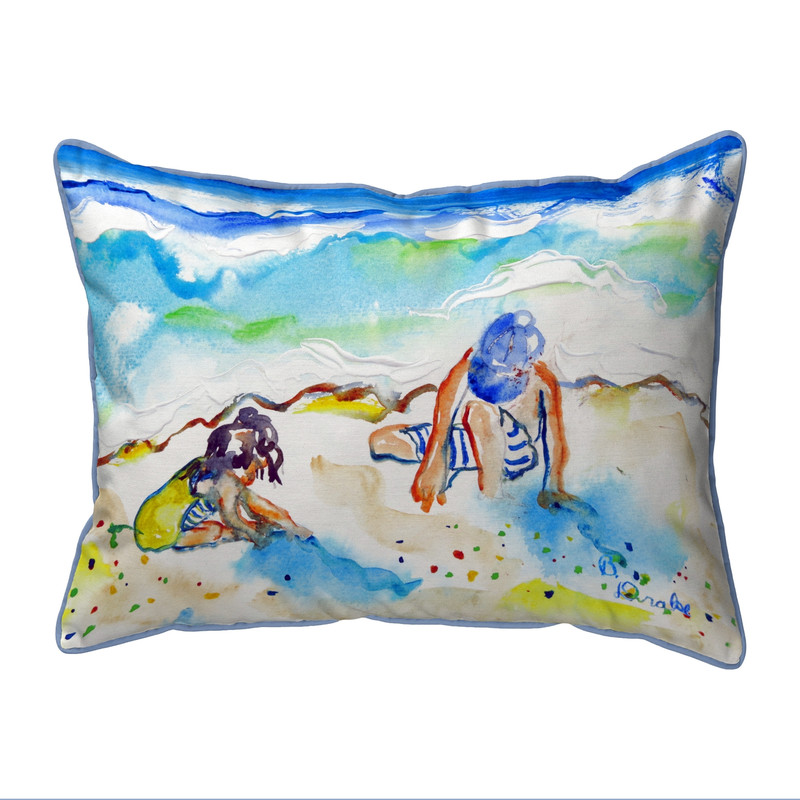 Betsy Drake Playing in Sand Small Indoor/Outdoor Pillow 11x14 Main image