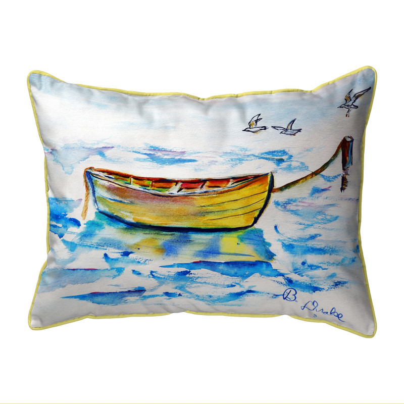 Betsy Drake Yellow Row Boat Small Outdoor Pillow 11x14 Main image