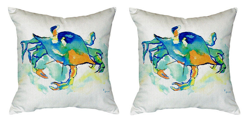 Pair of Betsy Drake Orange Crab No Cord Pillows 18 Inch X 18 Inch Main image