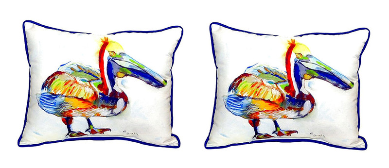 Pair of Betsy Drake Heathcliff Pelican Small Pillows 11 Inch X 14 Inch Main image