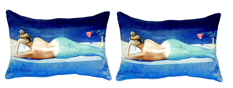 Pair of Betsy Drake Mermaid No Cord Pillows 15 Inch X 22 Inch Main image