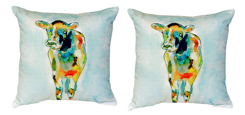 Pair of Betsy Drake Betsy’s Cow No Cord Pillows 18 Inch X 18 Inch Main image