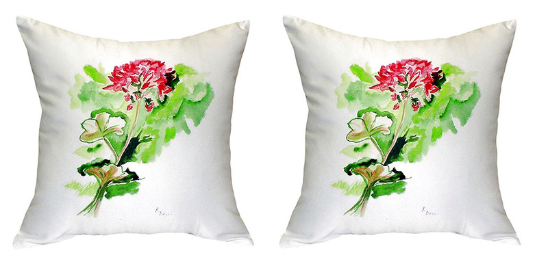 Pair of Betsy Drake Geranium No Cord Pillows 18 Inch X 18 Inch Main image