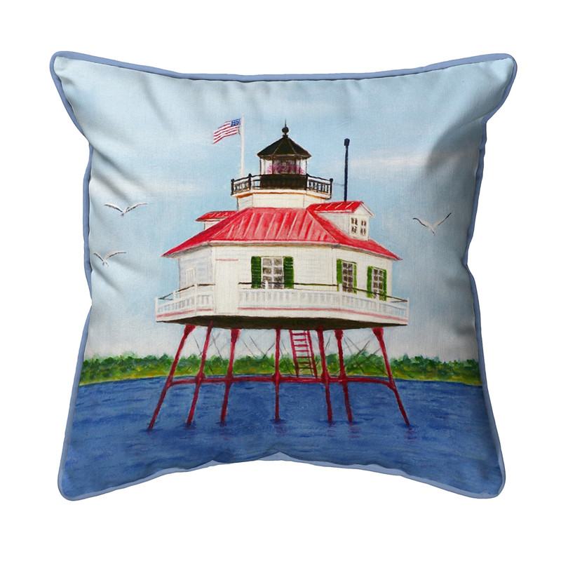 Betsy Drake Drum Point Lighthouse Small Indoor/Outdoor Pillow 12x12 Main image