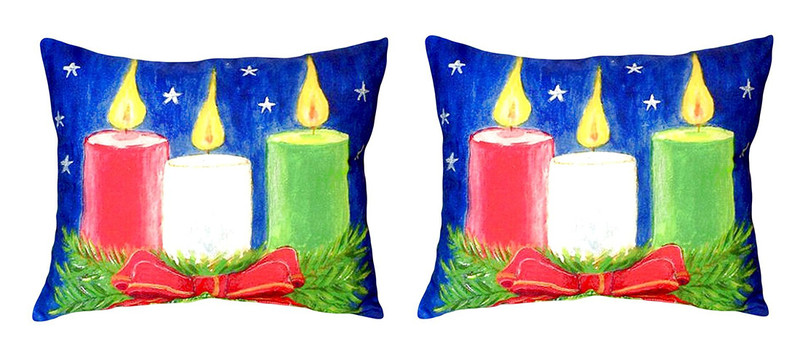 Pair of Betsy Drake Christmas Candles No Cord Pillows 16 Inch X 20 Inch Main image