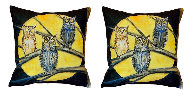Pair of Betsy Drake Night Owls No Cord Pillows 18 Inch X 18 Inch Main image