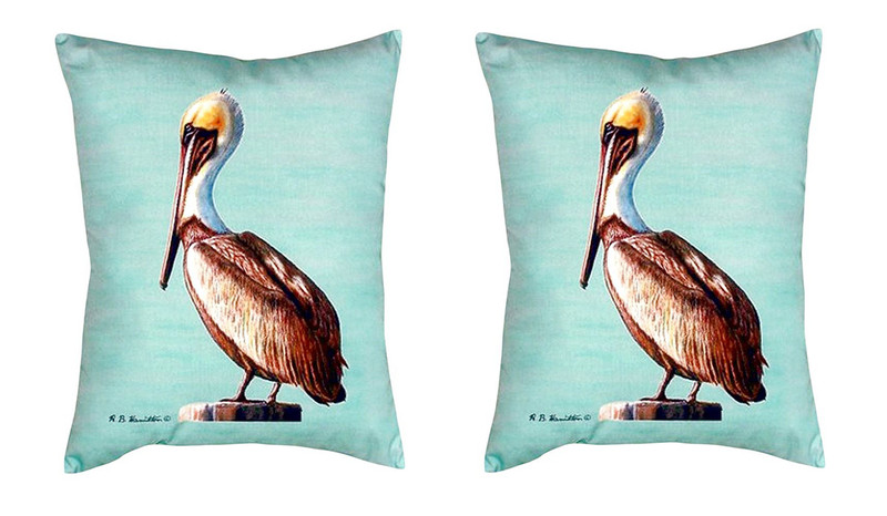Pair of Betsy Drake Pelican - Teal No Cord Pillows 16 Inch X 20 Inch Main image