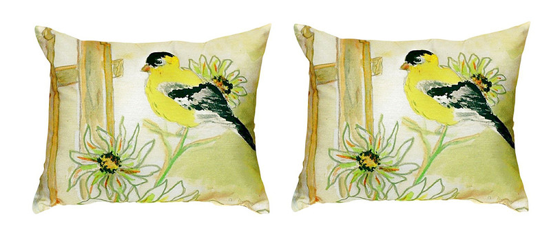 Pair of Betsy Drake Betsy’s Goldfinch No Cord Pillows 15 Inch X 22 Inch Main image
