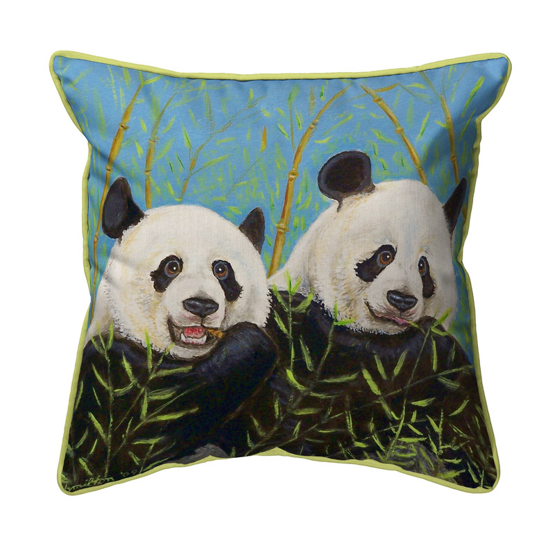 Betsy Drake Pandas Small Indoor/Outdoor Pillow 12x12 Main image