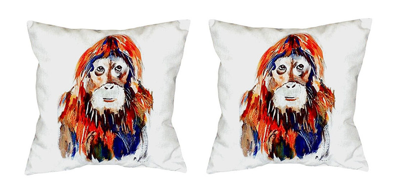 Pair of Betsy Drake Orangutan No Cord Pillows 18 Inch X 18 Inch Main image