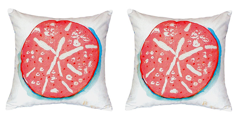 Pair of Betsy Drake Coral Sand Dollar No Cord Pillows Main image