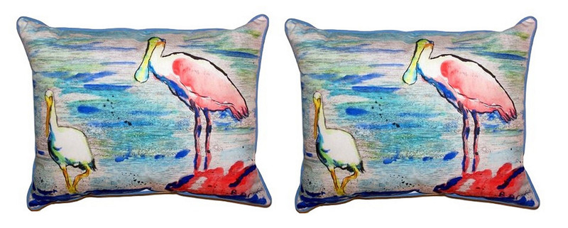 Pair of Betsy Drake Spoonbill & Ibis Small Pillows 11X 14 Main image