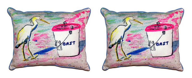 Pair of Betsy Drake Hungry Egret Small Pillows 11X 14 Main image