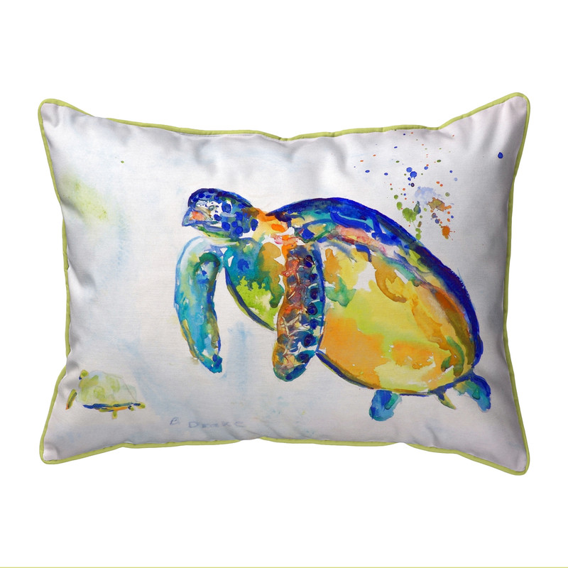 Betsy Drake Blue Sea Turtle II Small Indoor/Outdoor Pillow 11x14 Main image