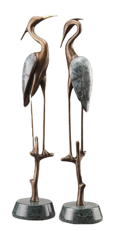 Wetlands Heron Pair of Brass Statues Main image