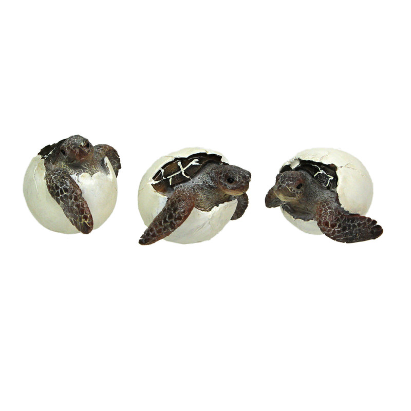 Set of 3 Hand-Painted Resin Hatching Sea Turtle Minifigures-2.75 Inches Diameter Main image