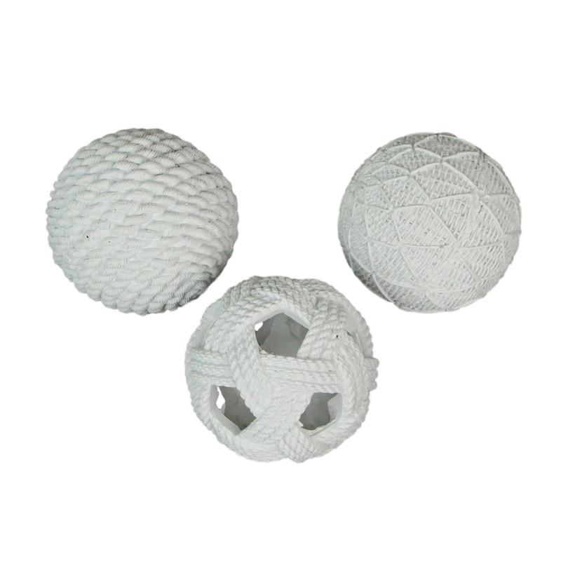 White Orb Rope Balls – 4" Coastal Accent Orbs for Nautical-Inspired Home Decor Main image