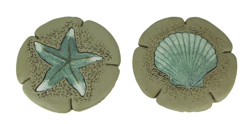 Sand and Sky Starfish and Shell Decorative Stepping Stones or Wall Hangings Set Main image