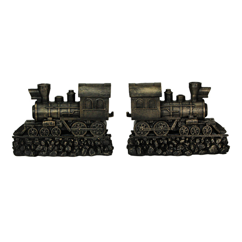 Antique Bronze Finish Steam Locomotive Decorative Bookends Set Main image