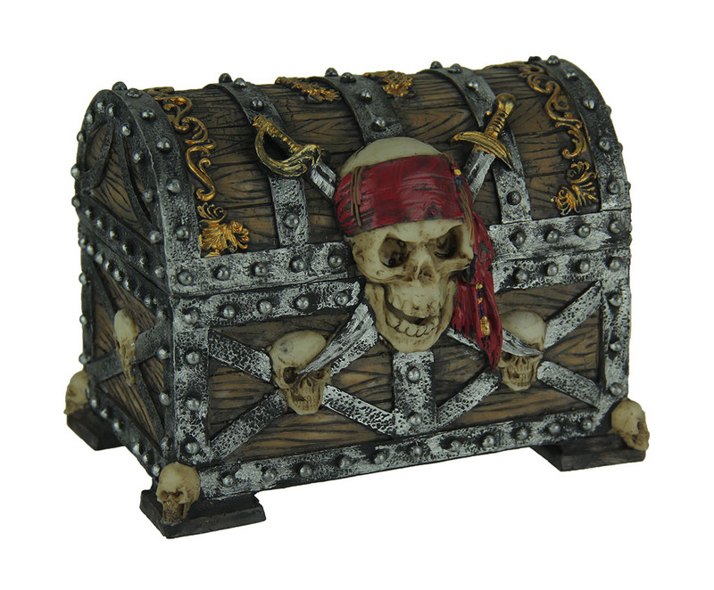 Skull and Swords Pirate Treasure Chest Trinket Box Main image