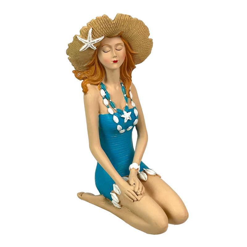 Retro Pinup Beach Beauty Figurines – Aegean Blue Polka Dot – Single Styles Main image