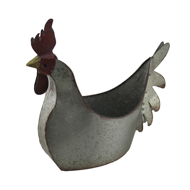 Galvanized Metal Indoor/Outdoor Rooster Planter Main image