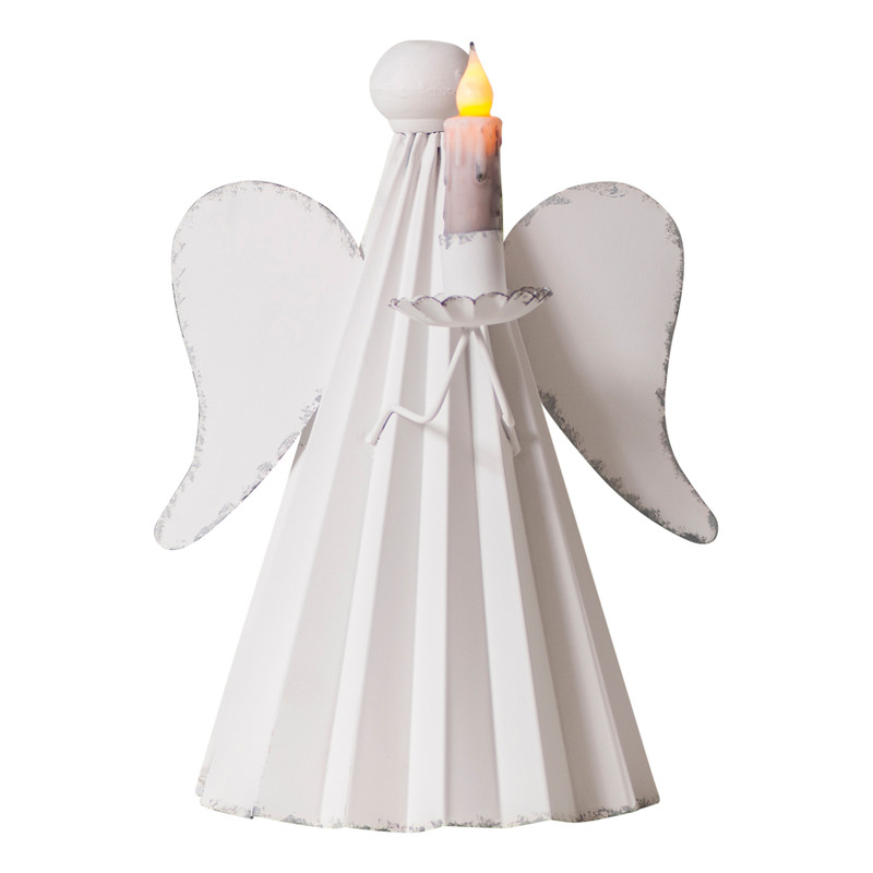 Angel Candle Holder 13.5 inch Rustic White Farmhouse Metal Tabletop Decor Main image
