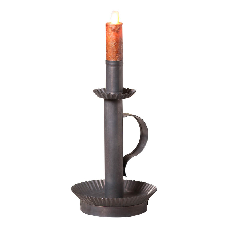 Tall Metal Candlestick Lamp Base 9in Kettle Black Country Farmhouse Decor Main image