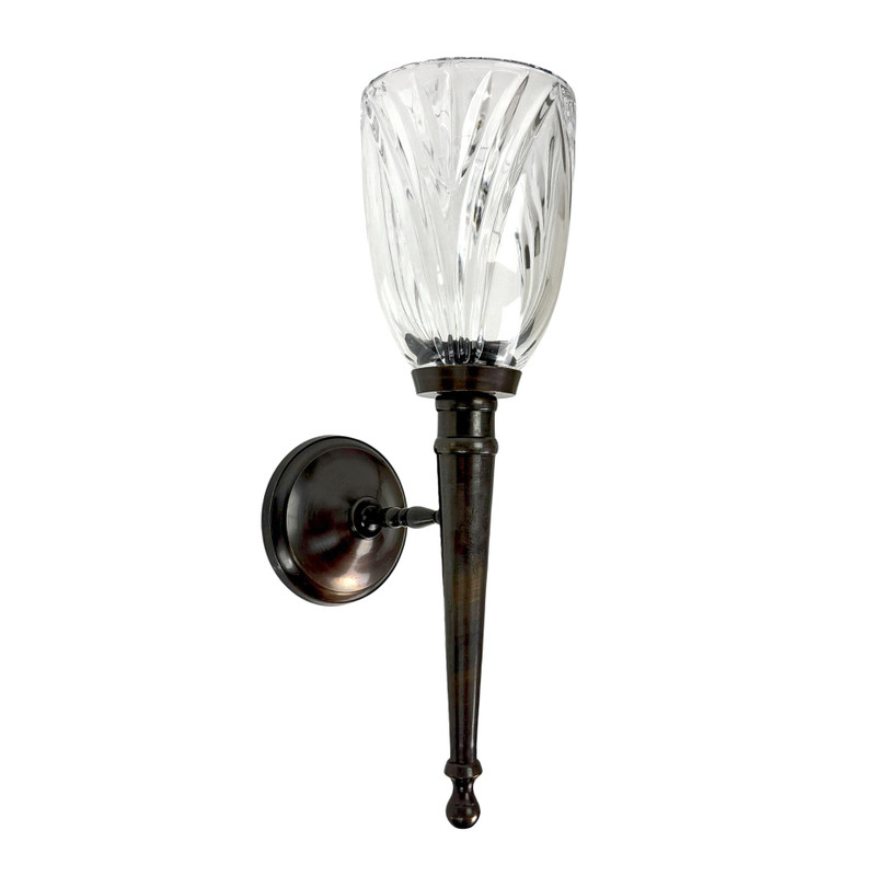 Bronze Metal and Swirled Glass Decorative Wall Sconce Accent, 1 Piece Main image